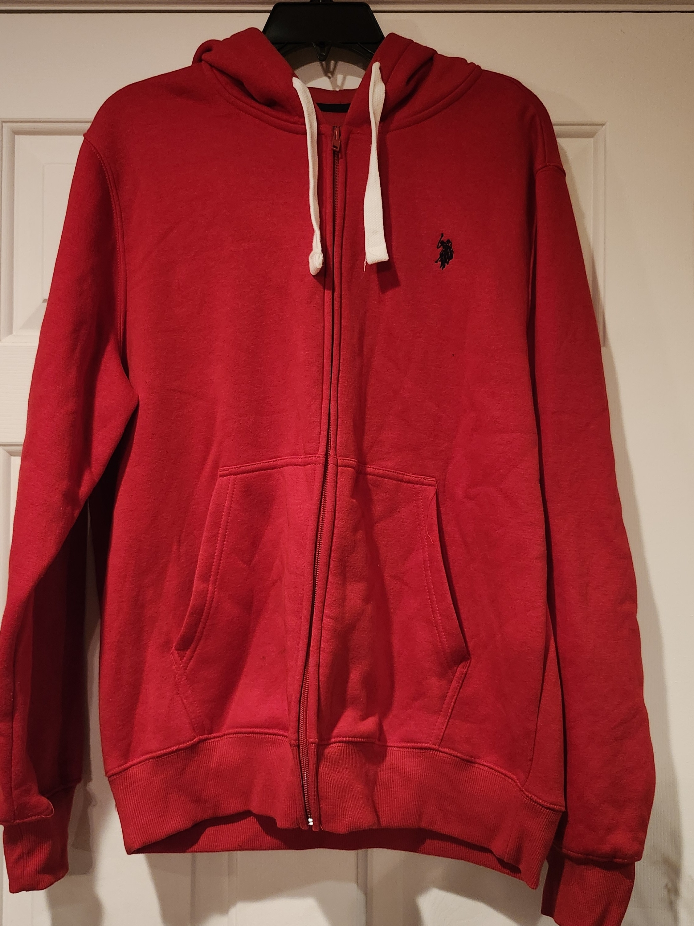 Polo By Ralph Lauren Red Full-Zip Hoodie With White Drawcords
